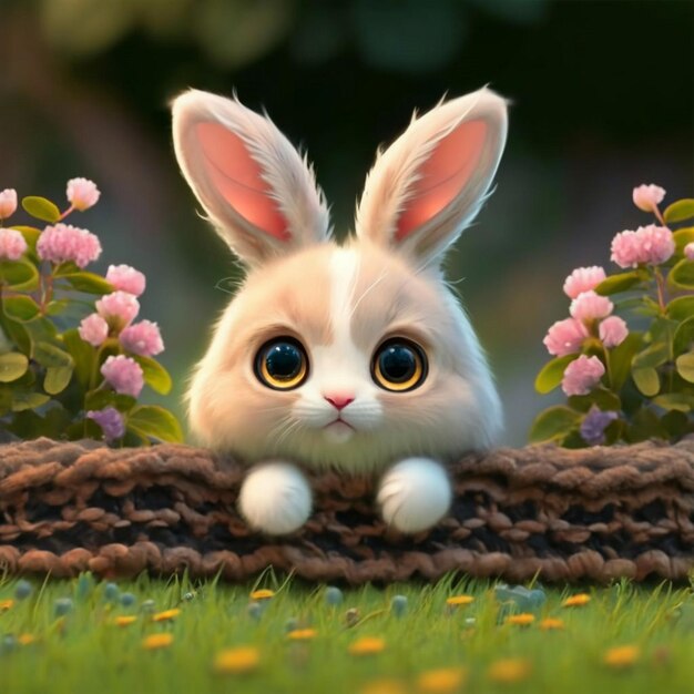 Le lapin est mignon en 3D.