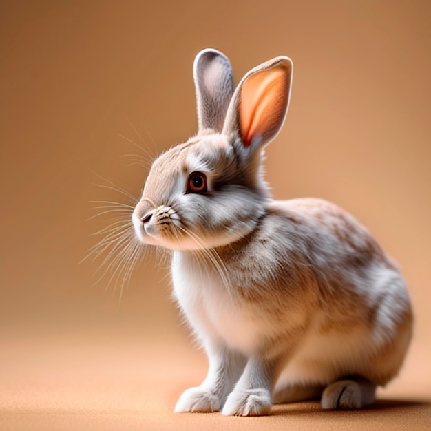 un lapin sur un fond beige une copie de l'espace