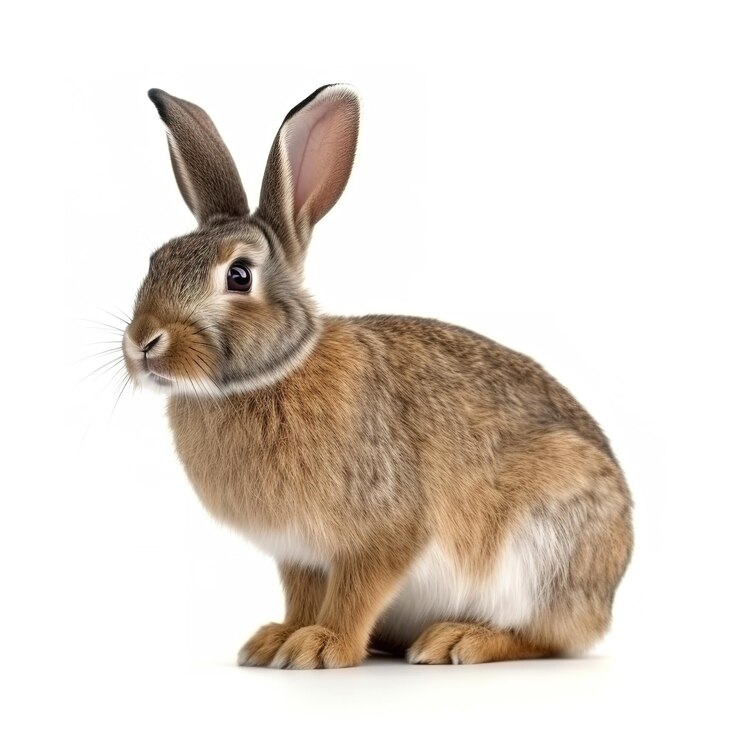 Un lapin sur fond blanc