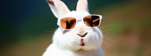 Photo lapin avec fond de lunettes generative ai