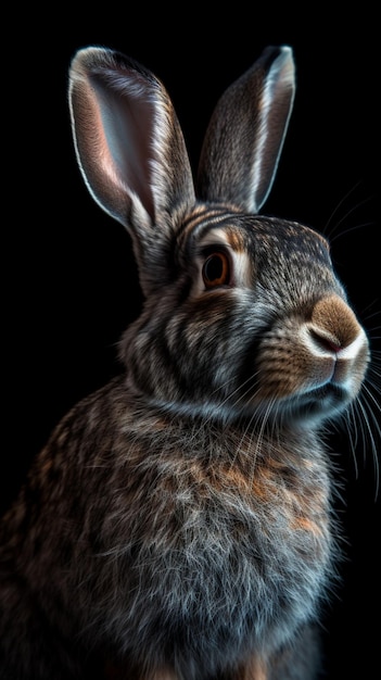 Un lapin avec un fond noir