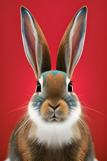 Un lapin sur fond rouge