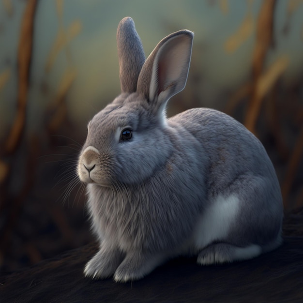 un lapin à fourrure grise créé avec Generative AI