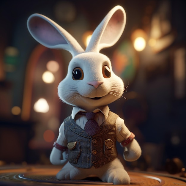 Un lapin avec un gilet et un gilet