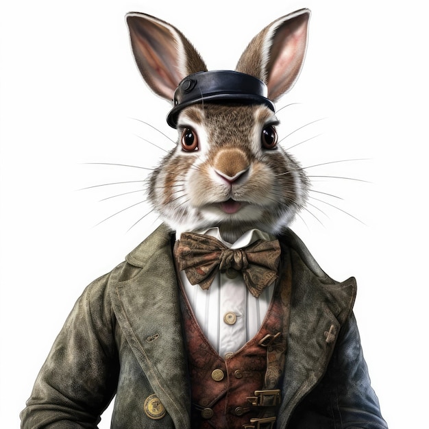 Le lapin en gilet et en monocle