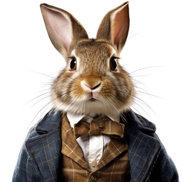 Photo le lapin en gilet et en monocle