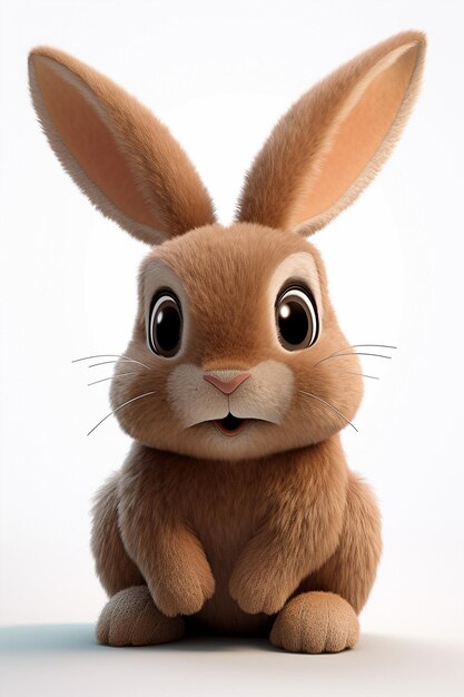 Un lapin avec un grand nez et de grandes oreilles 3d