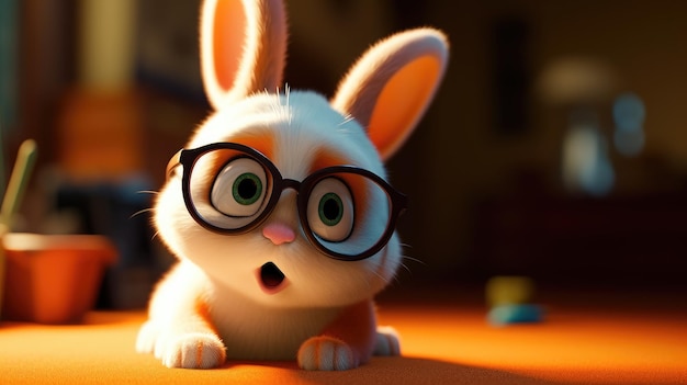 Un lapin avec de grandes lunettes et un gros nez