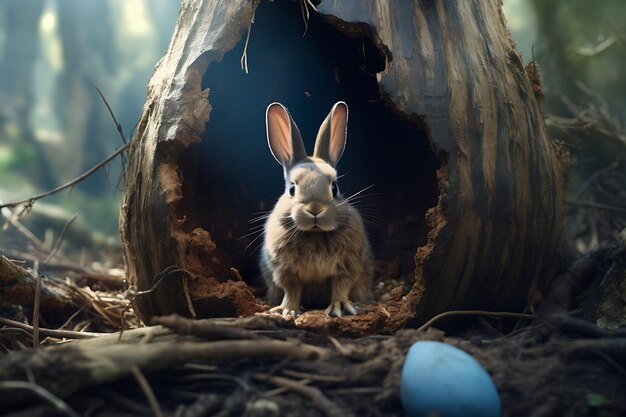 Un lapin à l'intérieur d'une grille de Pâques