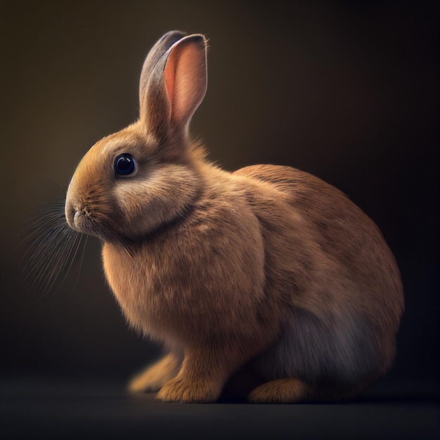 Un lapin avec de longues oreilles et un fond noir