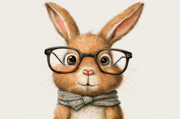 Photo un lapin avec des lunettes et un noeud papillon