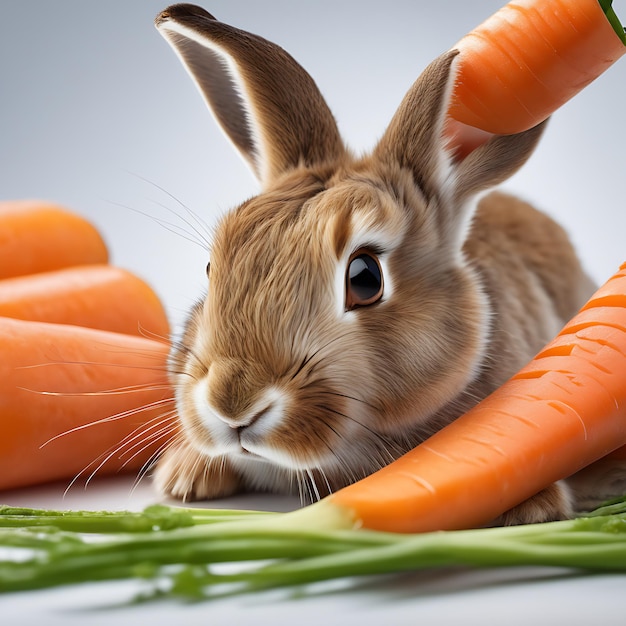 Lapin mangeant des carottes