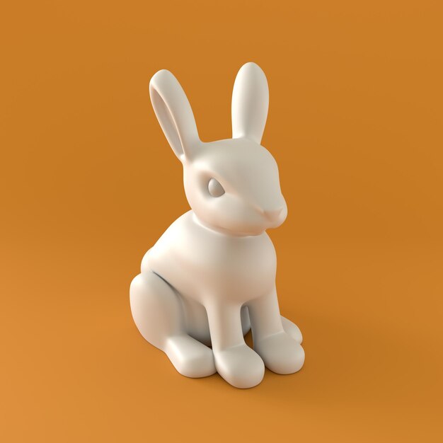 Lapin monochrome sur fond orange rendu 3d