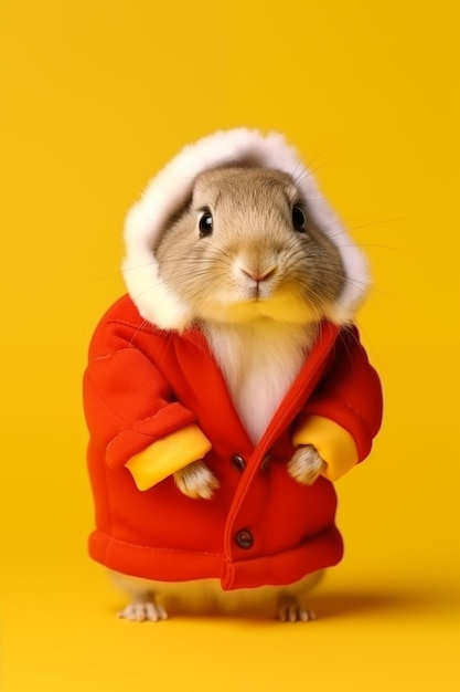 Photo lapin de noël en tenue de fête