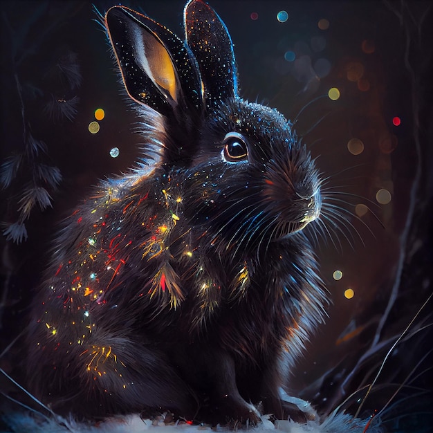 Lapin noir de Noël comme symbole de l'illustration de l'année 2023