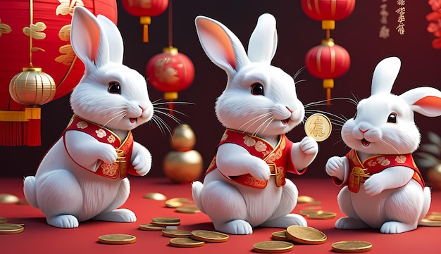 Le lapin de la nouvelle année chinoise Les signes du zodiaque du lapin du nouveau an chinois