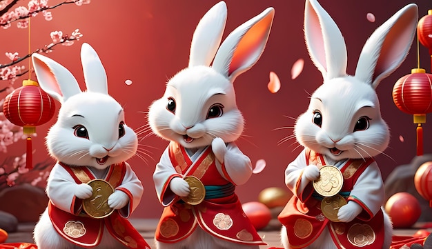 Le lapin de la nouvelle année chinoise Les signes du zodiaque du lapin du nouveau an chinois