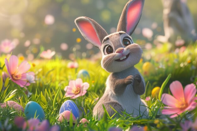 Le lapin de Pâques en animation en 3D