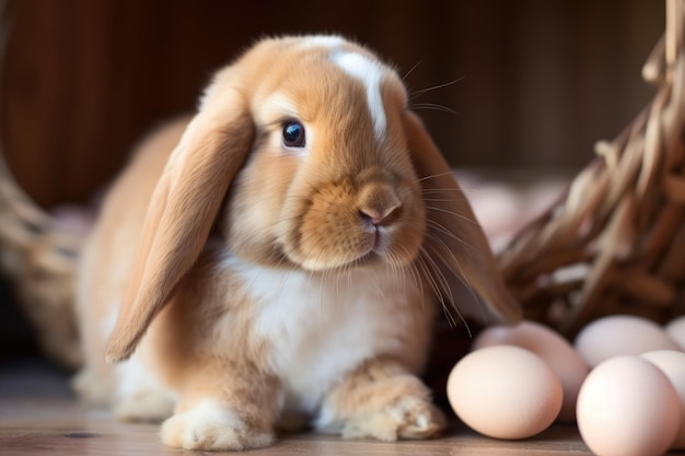 Lapin de Pâques aux oreilles mignon lop générative ai