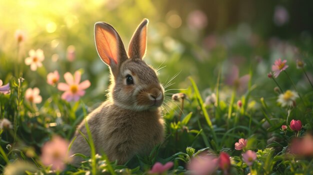 Le lapin de Pâques dans le jardin généré par l'IA