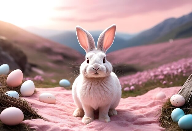 Le lapin de Pâques dans un monde fantastique