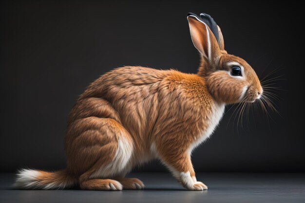 Le lapin de Pâques sur un fond de couleur solide ai génératif