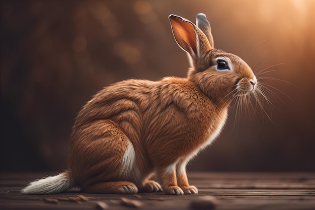 Le lapin de Pâques sur un fond de couleur solide ai génératif