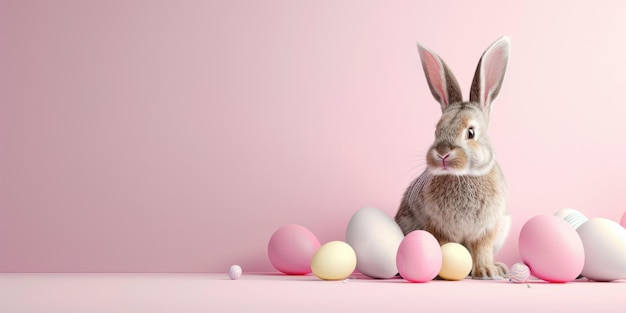 Le lapin de Pâques sur un fond pastel IA générative