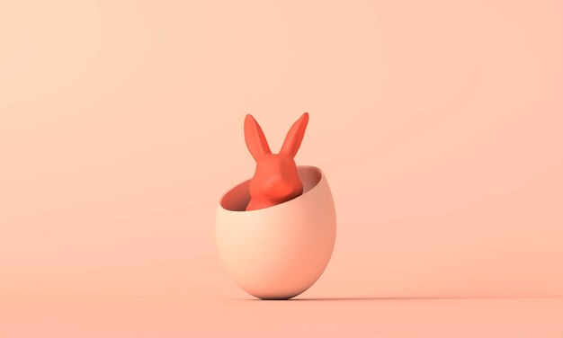 Lapin de pâques à l'intérieur d'un oeuf de pâques joyeuses pâques printemps fond d rendu