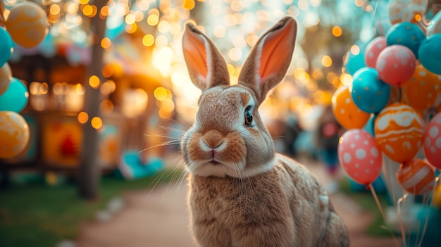 le lapin de Pâques la mascotte de la Pâque lors de la fête de Pâque en plein air