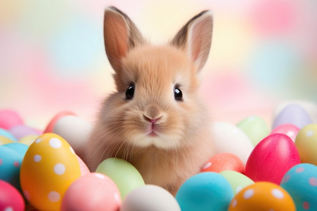 Le lapin de Pâques avec un œuf peint