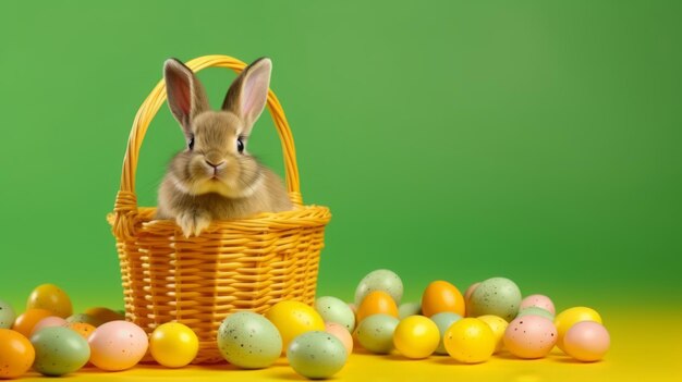 Photo un lapin de pâques avec des œufs