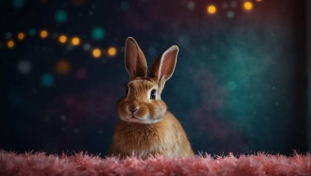 Photo le lapin de pâques se cache derrière un mur coloré bonne année à pâques