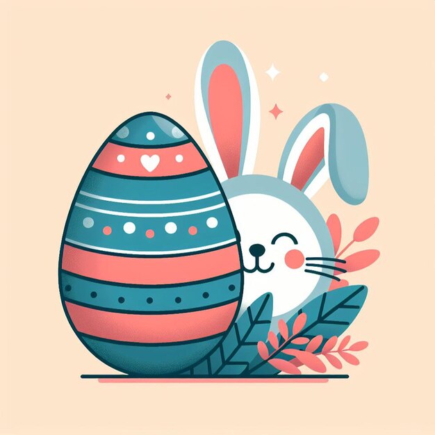 Le lapin de Pâques se cache derrière un œuf de Pâque