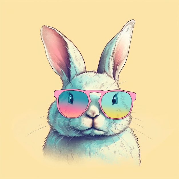 Un lapin portant des lunettes de soleil et des lunettes roses