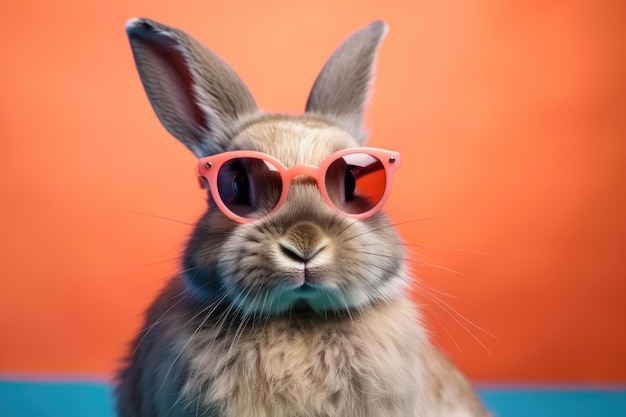 Un lapin portant des lunettes de soleil et des lunettes de soleil roses