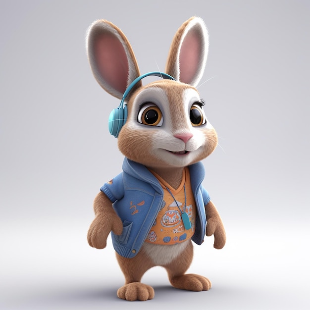 Un lapin portant une veste bleue et une veste bleue avec le numéro 2 dessus.