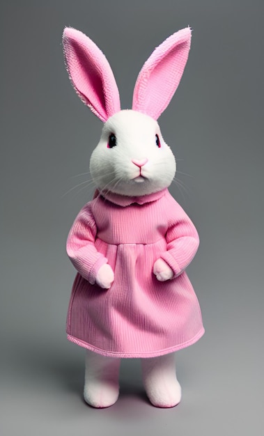 Le lapin rose est une petite fille.