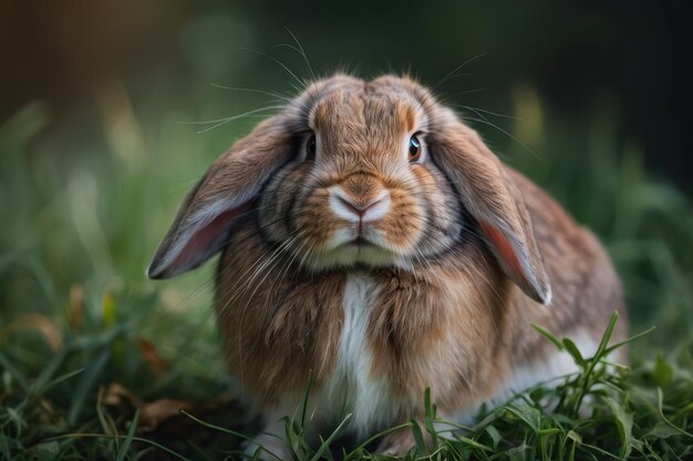 Photo le lapin serein dans l'herbe