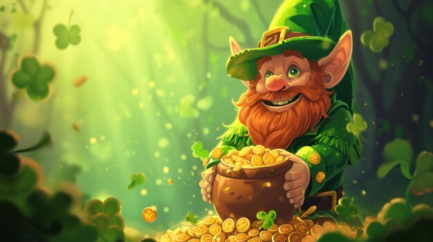 Le lapin avec son pot d'or le jour de Saint-Patrick