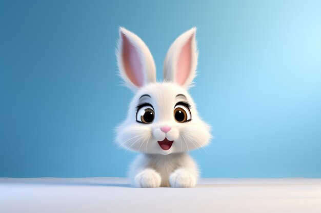 Un lapin super mignon avec de grands yeux et un fond minimal