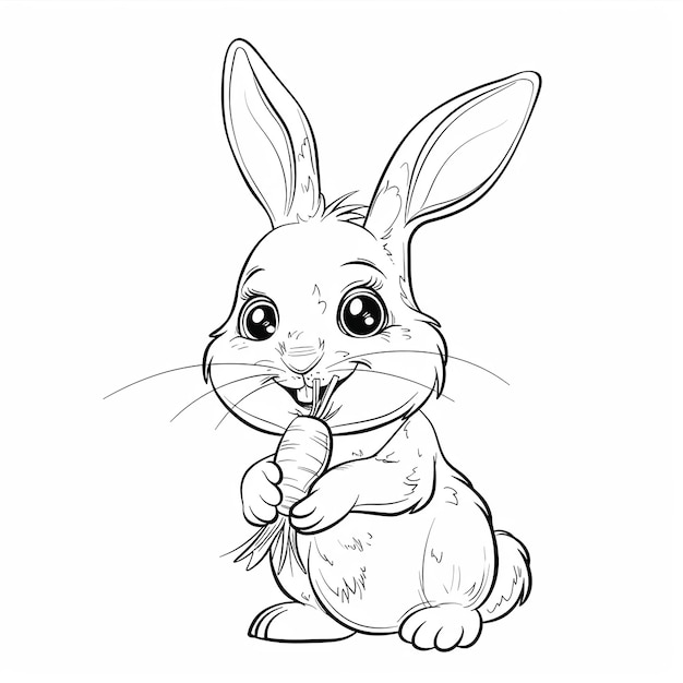 lapin tenant une carotte pour enfants livre à colorier