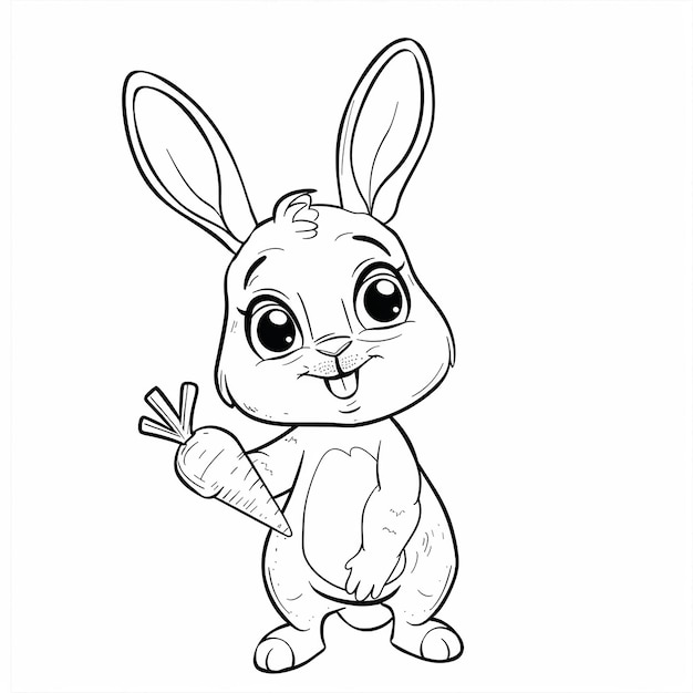 lapin tenant une carotte pour enfants livre à colorier