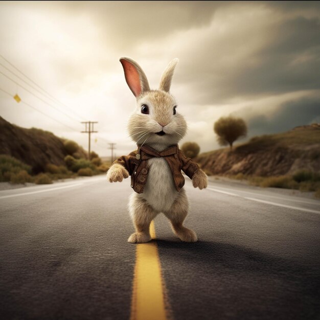 Photo les lapins dans la forêt illustration sur un fond sombre