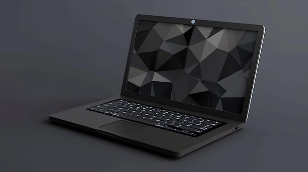 Photo laptop ouvert avec un écran vide laptop placé sur un fond sombre laptop de couleur noire