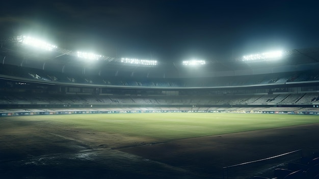 Un large coup de stade de cricket la nuit