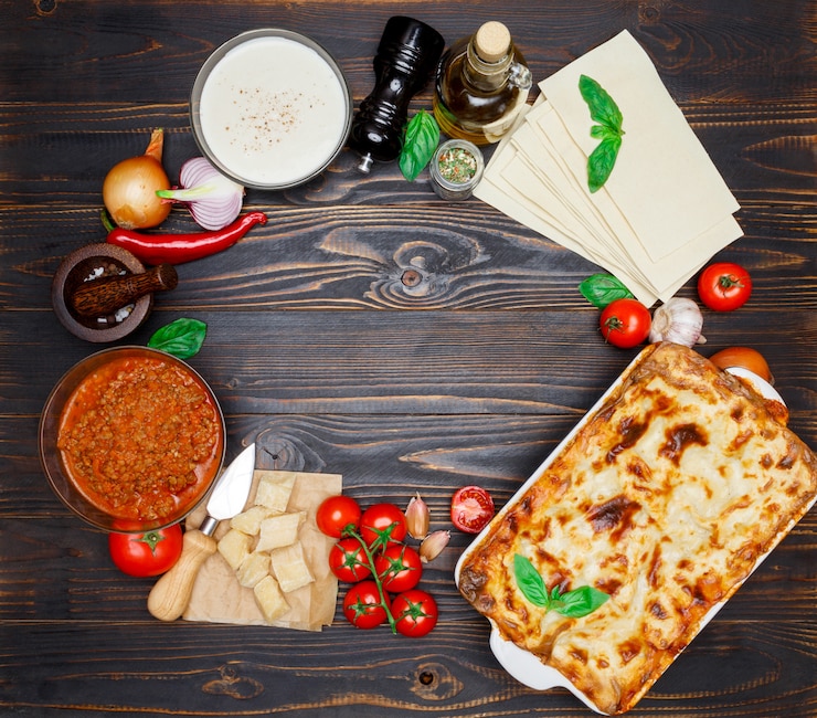 Photo lasagne dans un plat allant au four