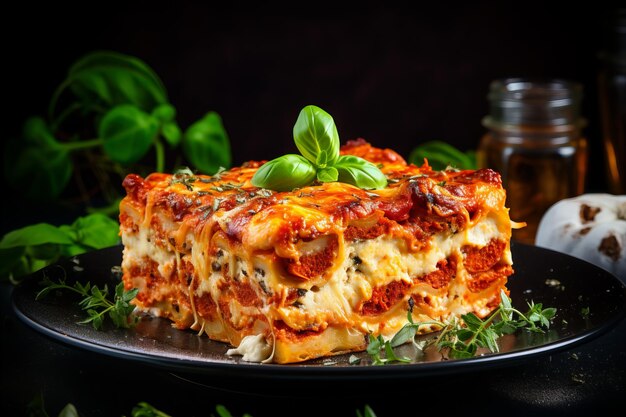 Lasagne italienne délicieuse parfaite pour les menus et les promotions alimentaires Copyspace