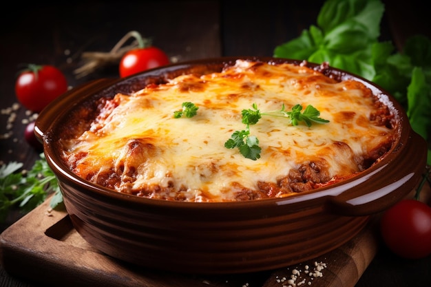 Lasagne italienne à la viande avec tomates et fromage au four