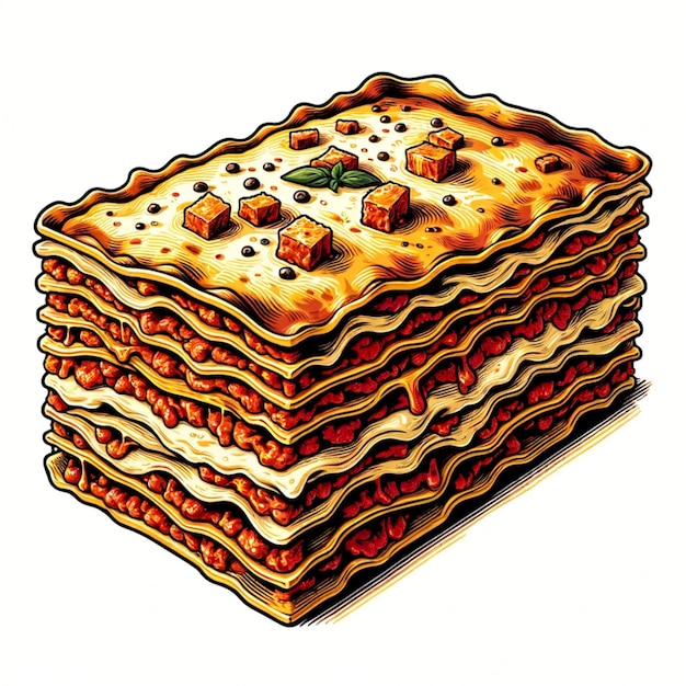 lasagne nourriture italienne typique dessin animé illustration